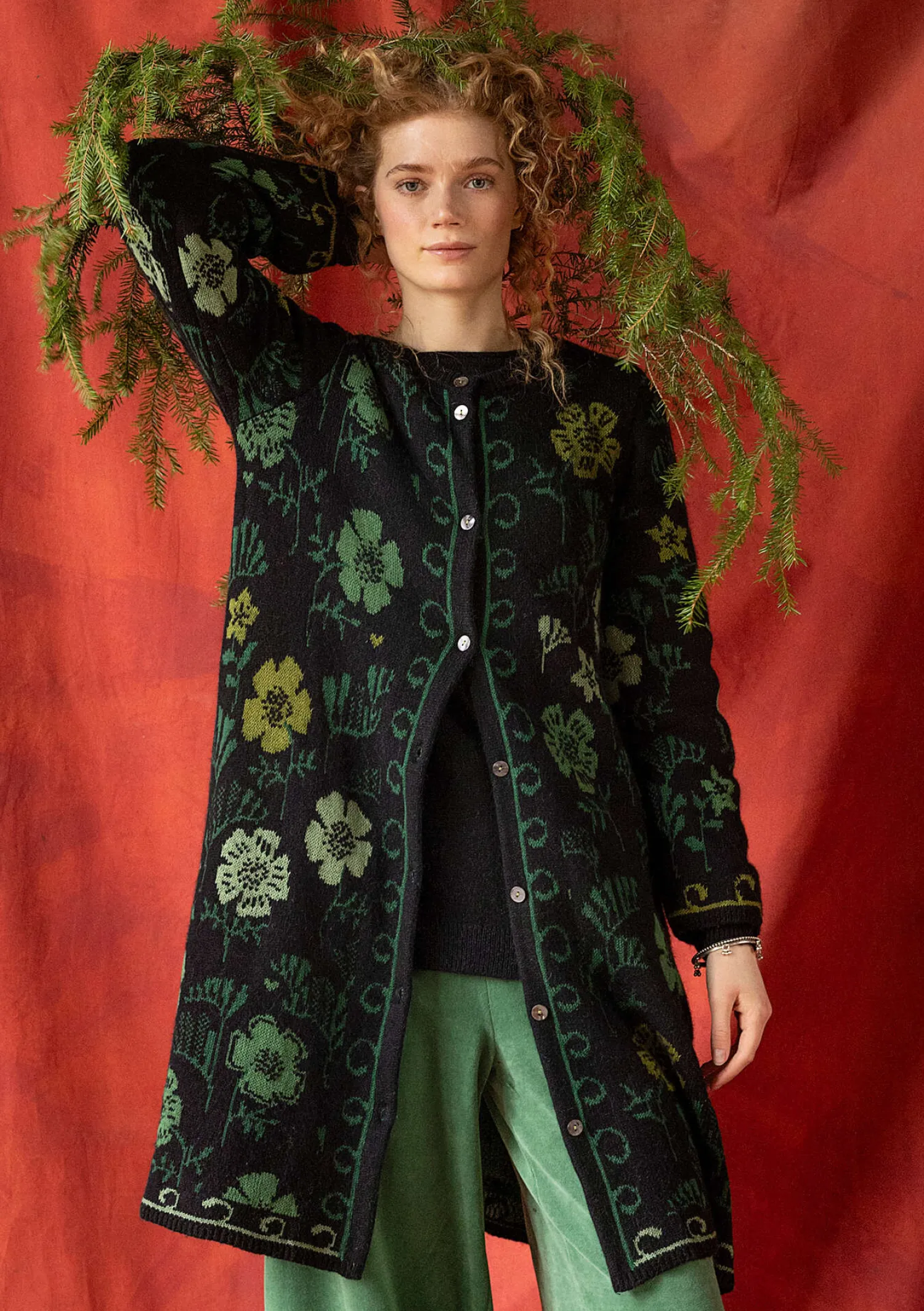 Discount Gudrun Sjödén Langstrickjacke „Gnistra“ aus Bio- und Recycling-Baumwolle/Alpakawollgemisch aubergine