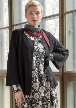 Outlet Gudrun Sjödén Pointelle-Strickjacke „Blomstra“ aus Bio-Wolle moosbeere