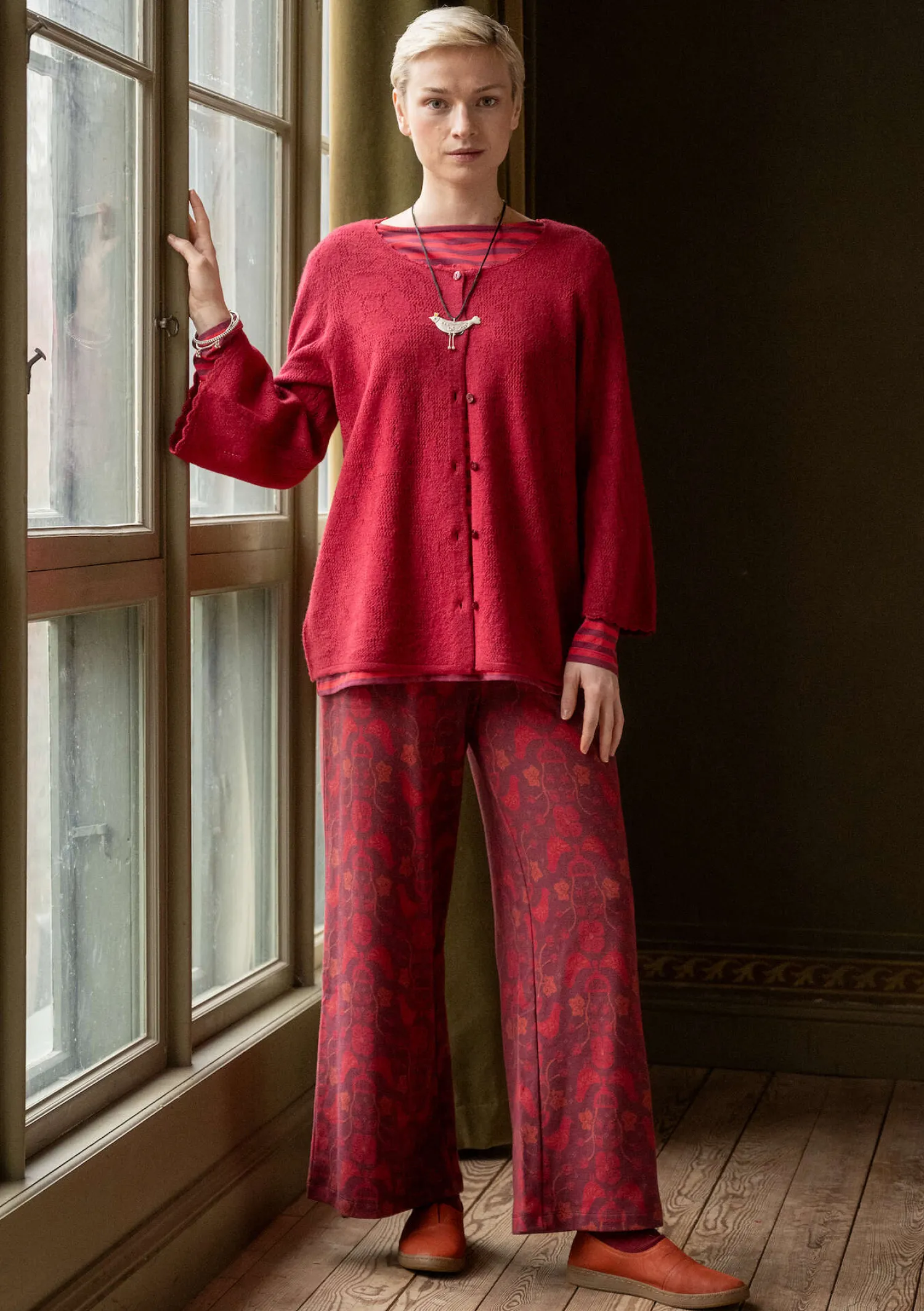 Best Gudrun Sjödén Pointelle-Strickjacke „Blomstra“ aus Bio-Wolle feder