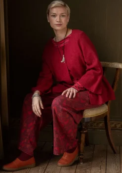 Fashion Gudrun Sjödén Pointelle-Strickjacke „Blomstra“ aus Bio-Wolle schwarz