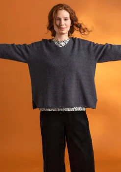 Outlet Gudrun Sjödén Pullover aus Alpakagemisch dunkelaschgrau-melange