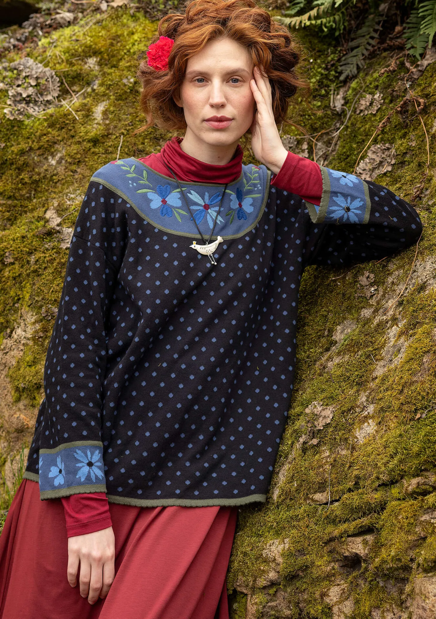 Clearance Gudrun Sjödén Pullover „Maria“ aus Bio-/Recycling-Baumwolle pinie