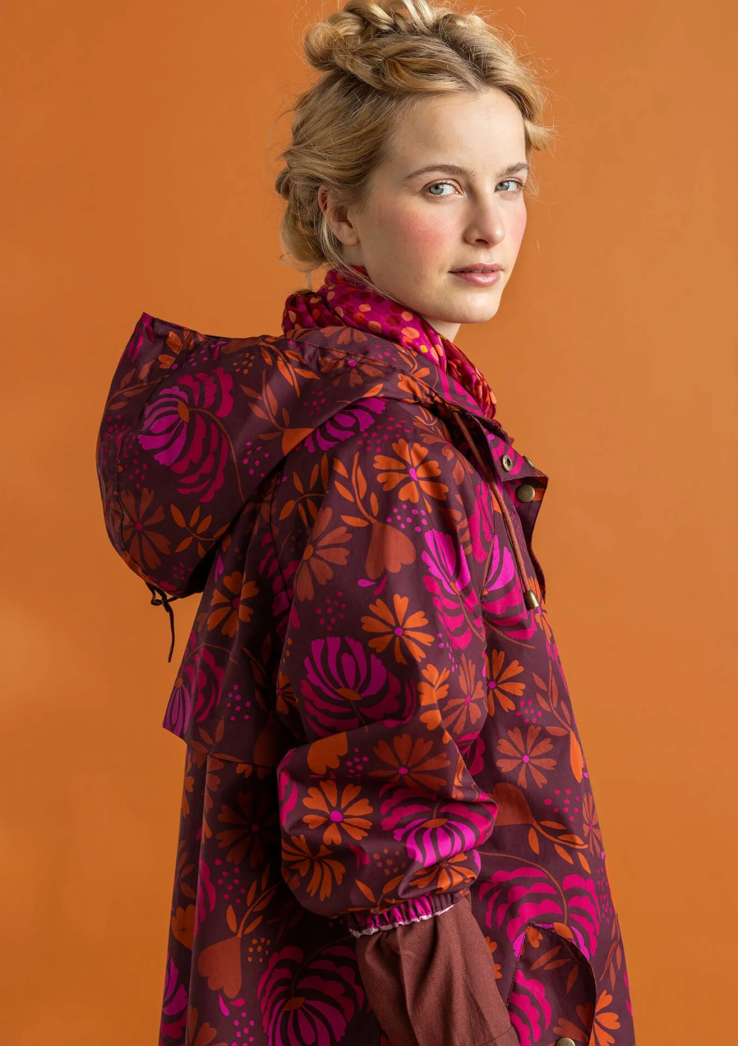 Cheap Gudrun Sjödén Regenjacke „Hedda“ aus Bio-Baumwollgewebe aubergine-gemustert