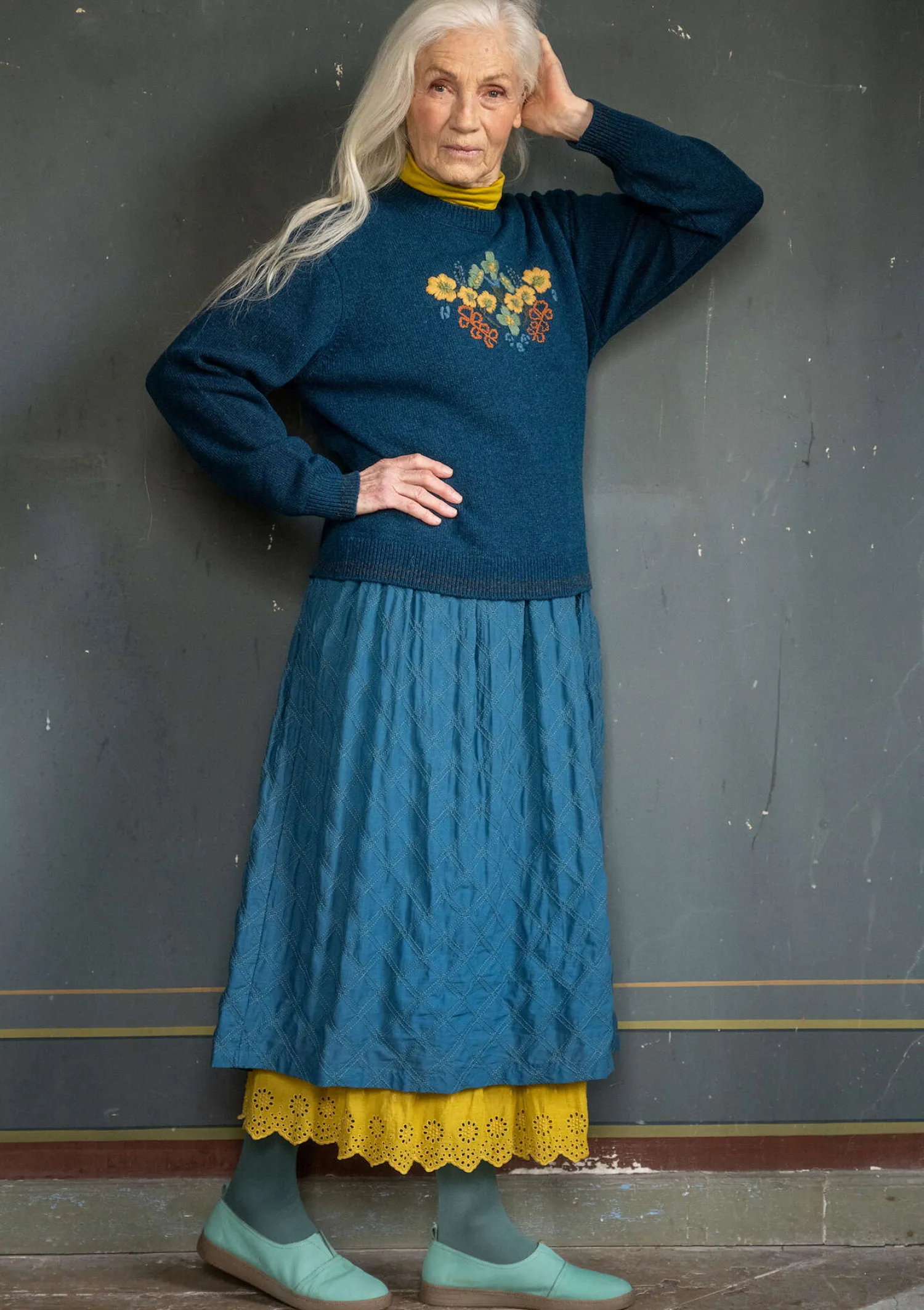 Discount Gudrun Sjödén Rock „Helga“ aus Bio-Baumwollgewebe dunkelaschgrau