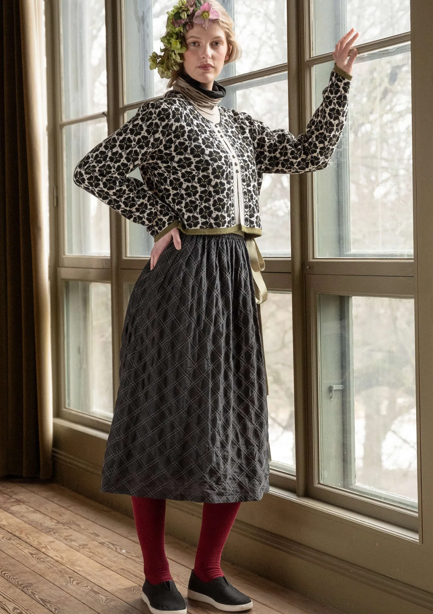 Shop Gudrun Sjödén Rock „Helga“ aus Bio-Baumwollgewebe dunkelaschgrau