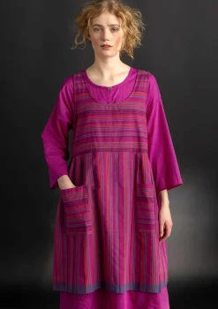 Fashion Gudrun Sjödén Schürzenkleid „Ava“ aus Bio-Baumwollgewebe leinenblau