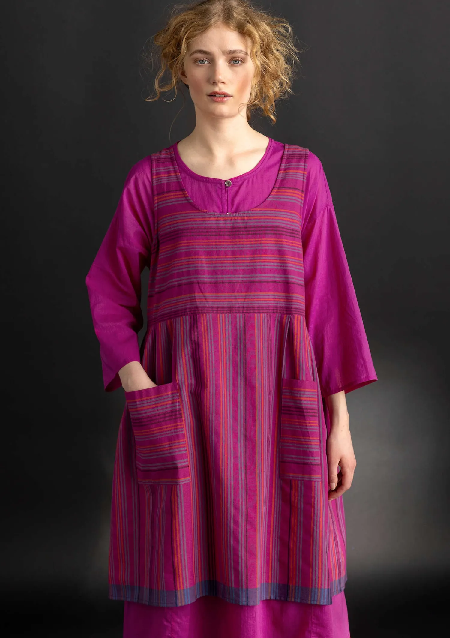 Best Gudrun Sjödén Schürzenkleid „Ava“ aus Bio-Baumwollgewebe leinenblau