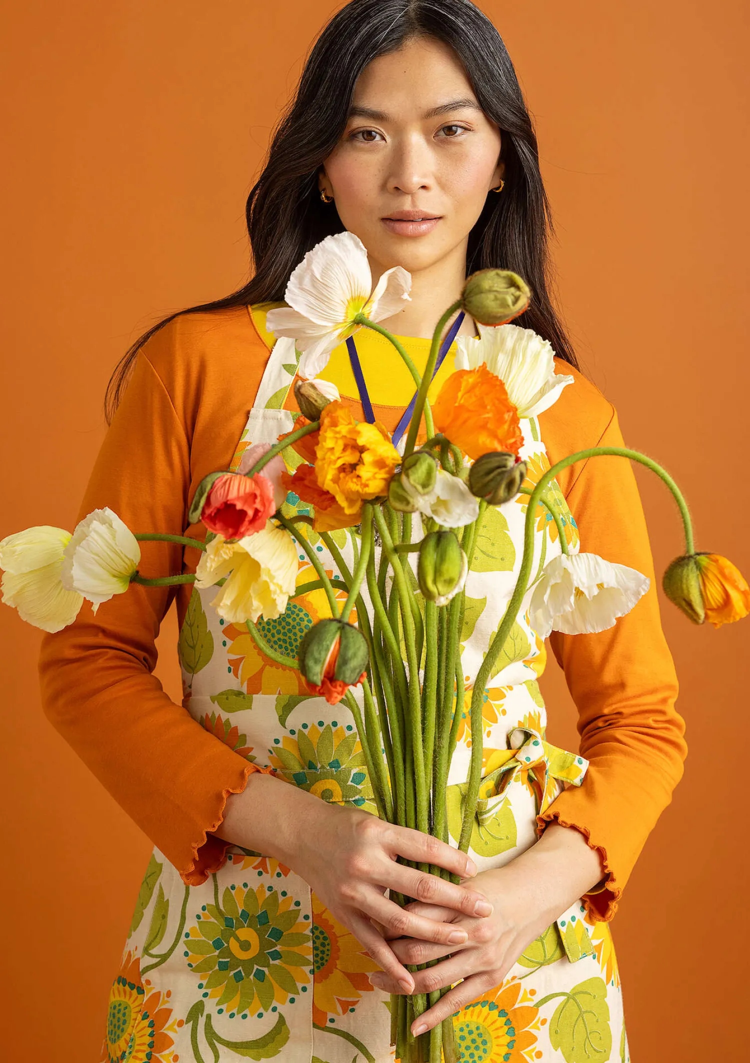 Discount Gudrun Sjödén Schürze „Sunflower“ aus Bio-Baumwolle/Leinen hellsand