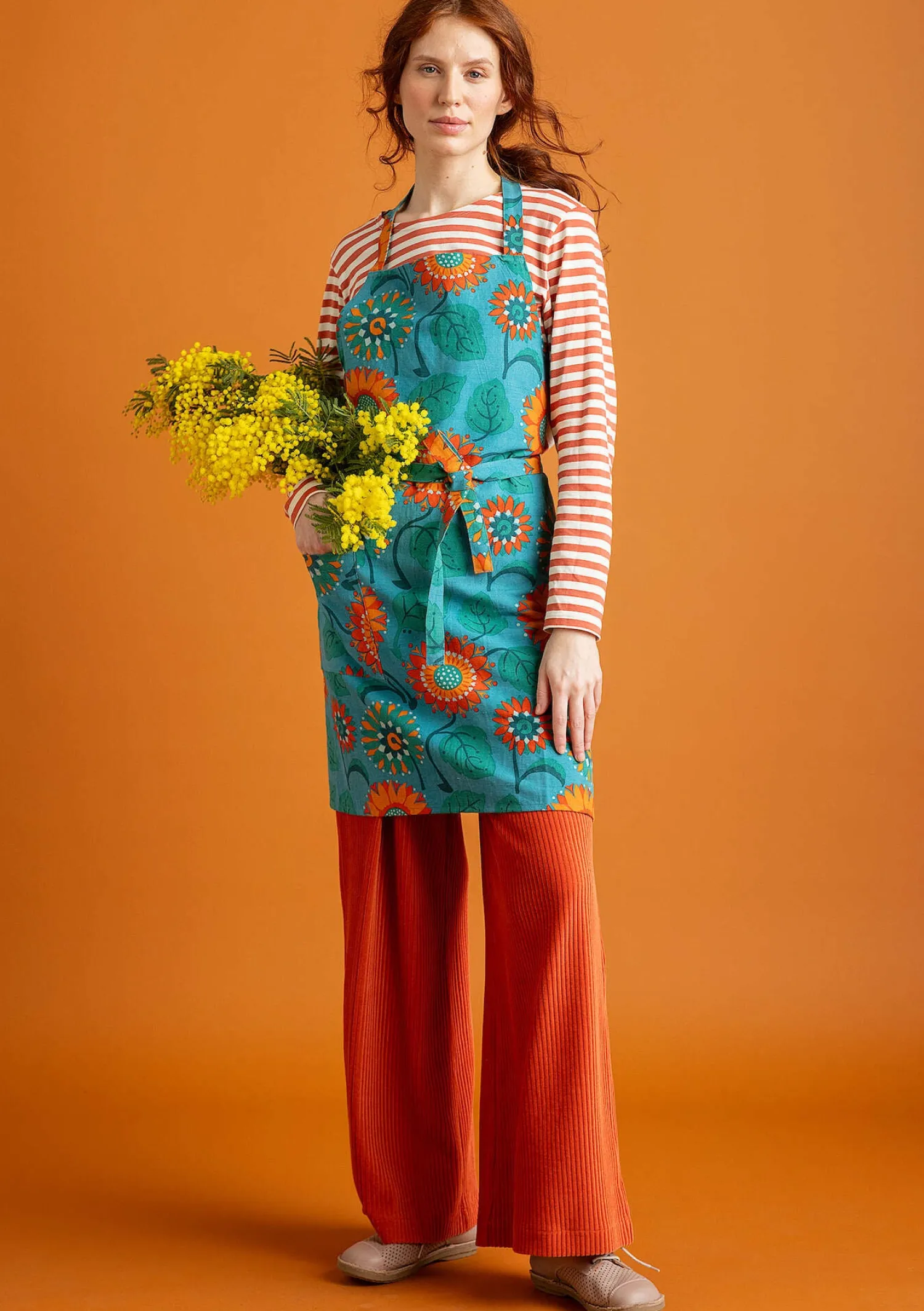 Discount Gudrun Sjödén Schürze „Sunflower“ aus Bio-Baumwolle/Leinen hellsand