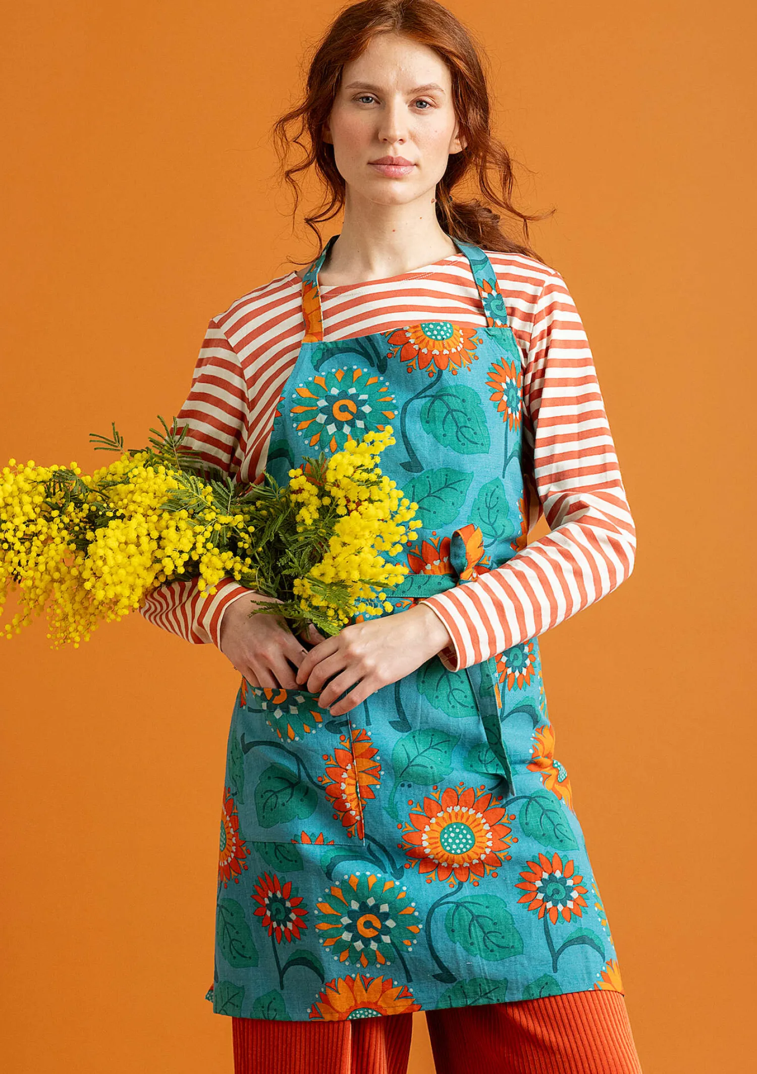 Discount Gudrun Sjödén Schürze „Sunflower“ aus Bio-Baumwolle/Leinen hellsand