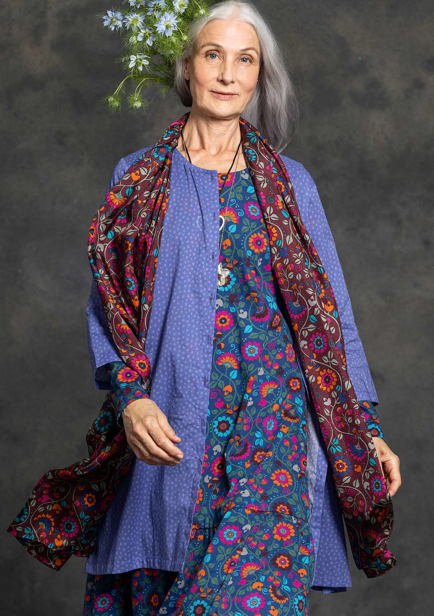 Cheap Gudrun Sjödén Seidenschal „Rupangi“ aubergine