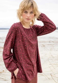 Clearance Gudrun Sjödén Shirt „Aurora“ aus Bio-Baumwolle/Modal/Elasthan dunkelaubergine