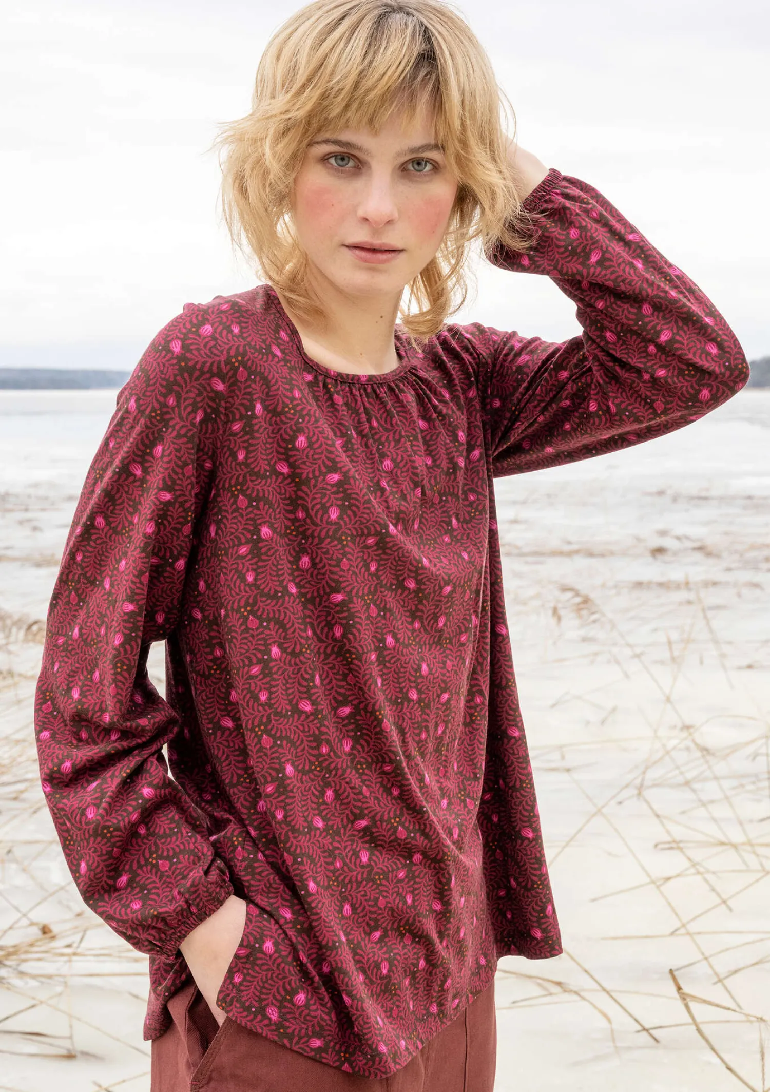 Sale Gudrun Sjödén Shirt „Aurora“ aus Bio-Baumwolle/Modal/Elasthan pfauengrün
