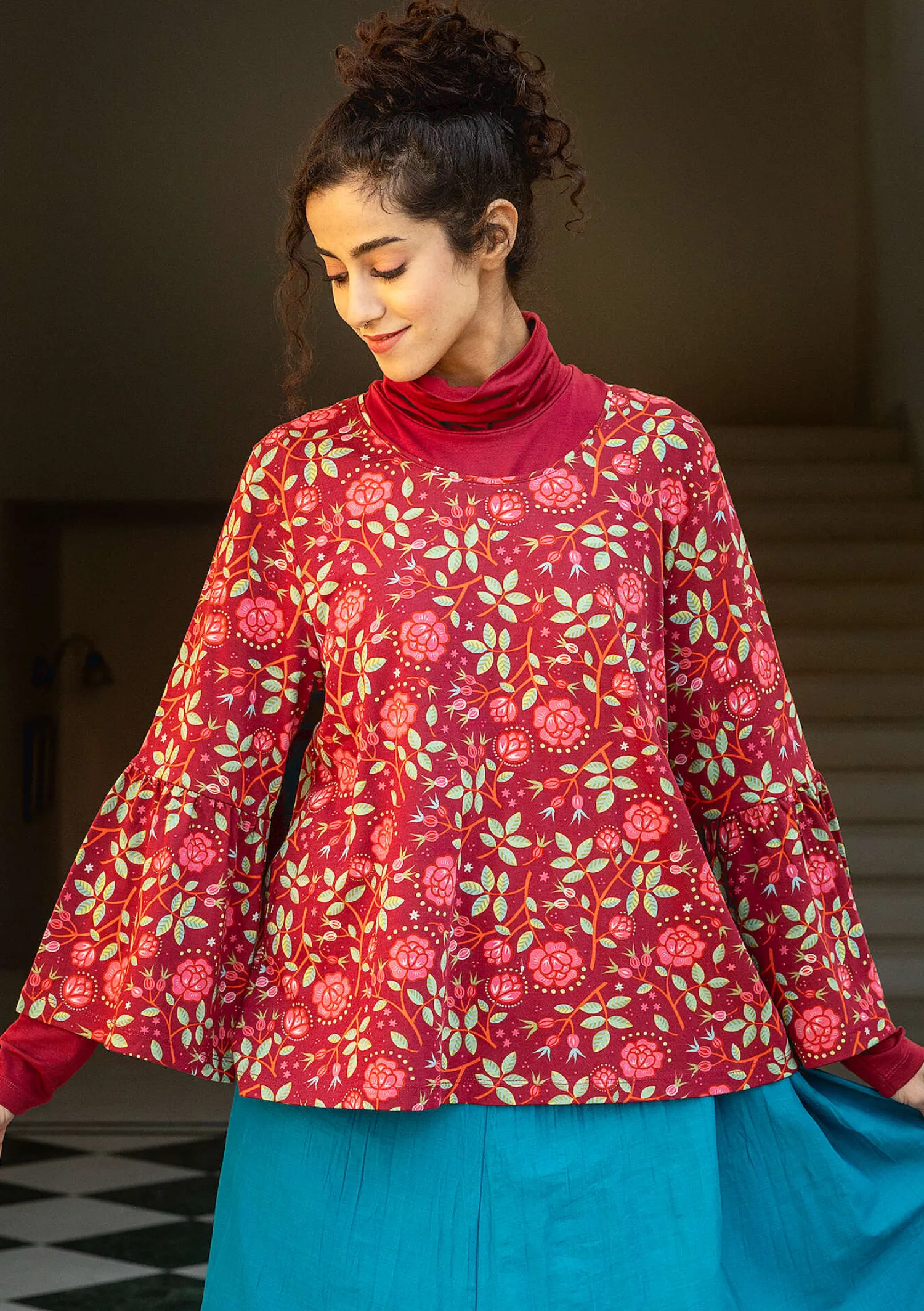 Online Gudrun Sjödén Shirt „Nyponros“ aus Bio-Baumwolle/Modal indigo