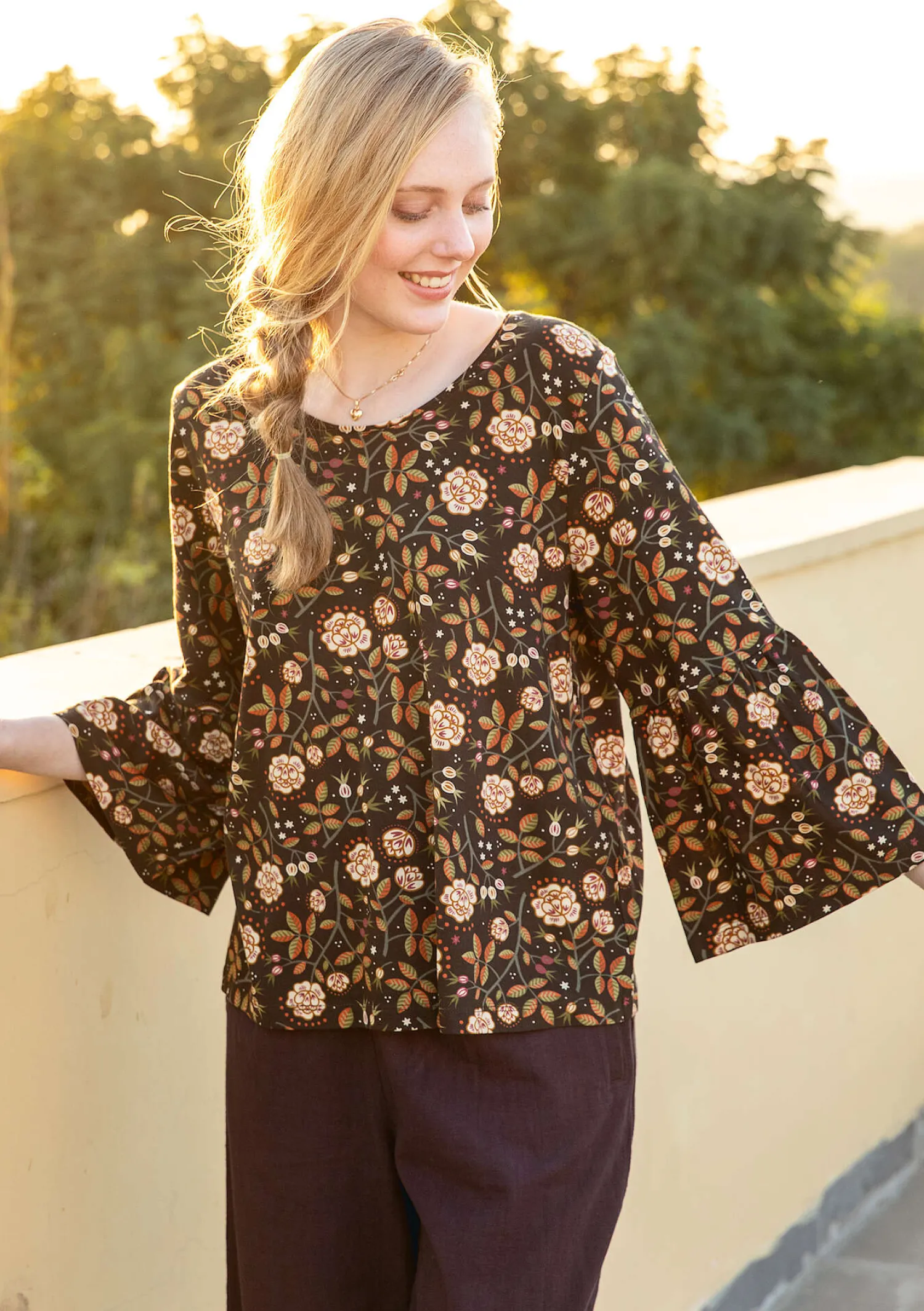 Flash Sale Gudrun Sjödén Shirt „Nyponros“ aus Bio-Baumwolle/Modal cassis