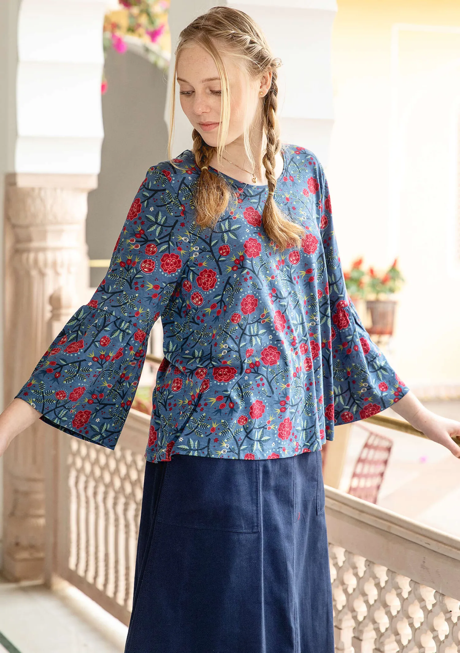 Best Gudrun Sjödén Shirt „Nyponros“ aus Bio-Baumwolle/Modal indigo