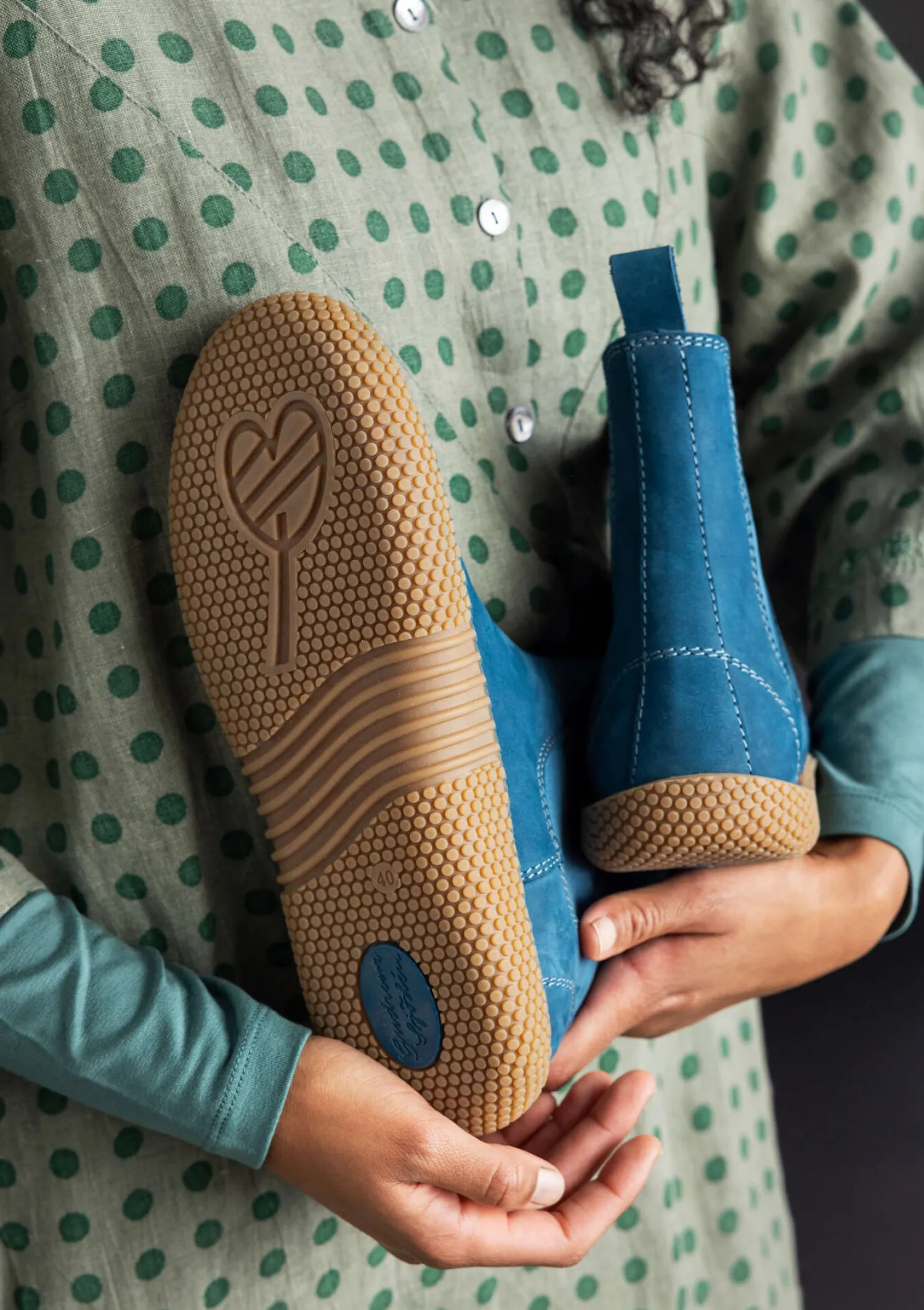 Store Gudrun Sjödén Stiefeletten aus Nubukleder petrol