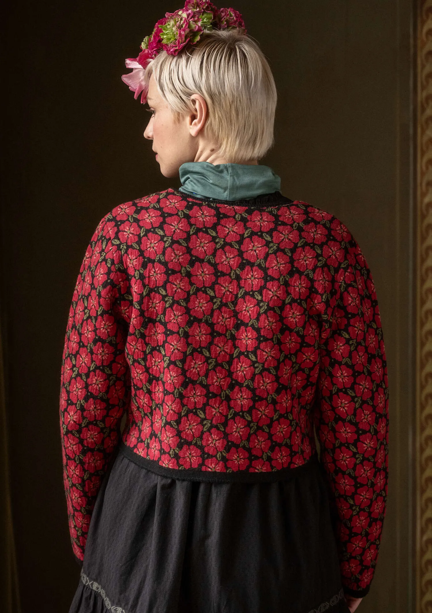 Clearance Gudrun Sjödén Strickjacke „Anemone“ aus Bio-Wolle moosbeere