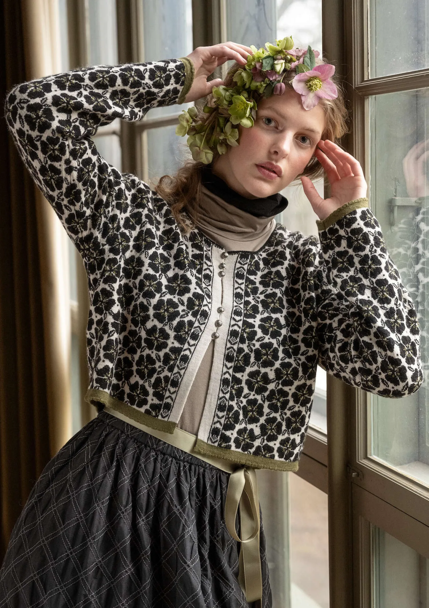 Best Gudrun Sjödén Strickjacke „Anemone“ aus Bio-Wolle moosbeere