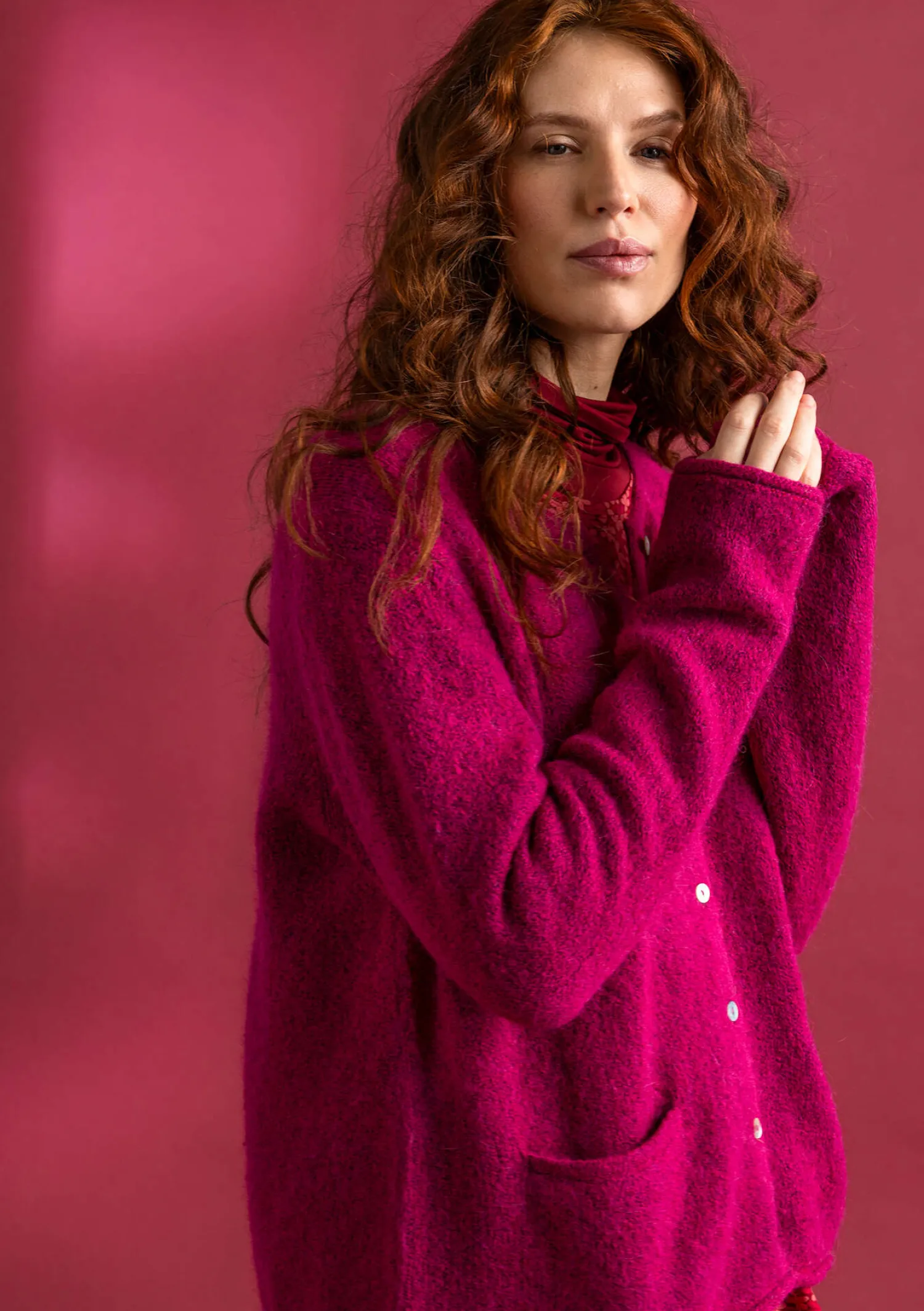 Best Sale Gudrun Sjödén Strickjacke aus Alpakagemisch dunkelpetrol-melange
