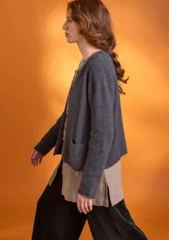New Gudrun Sjödén Strickjacke aus Alpakagemisch dunkelaschgrau-melange