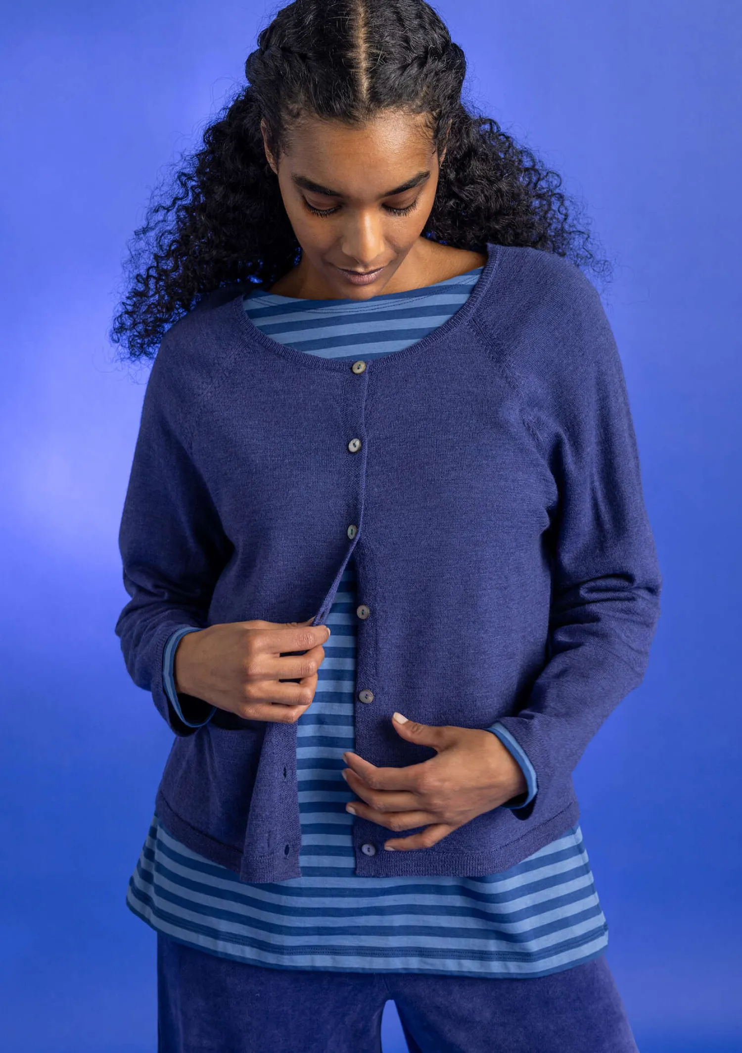 Store Gudrun Sjödén Strickjacke aus Bio-Wolle malachit
