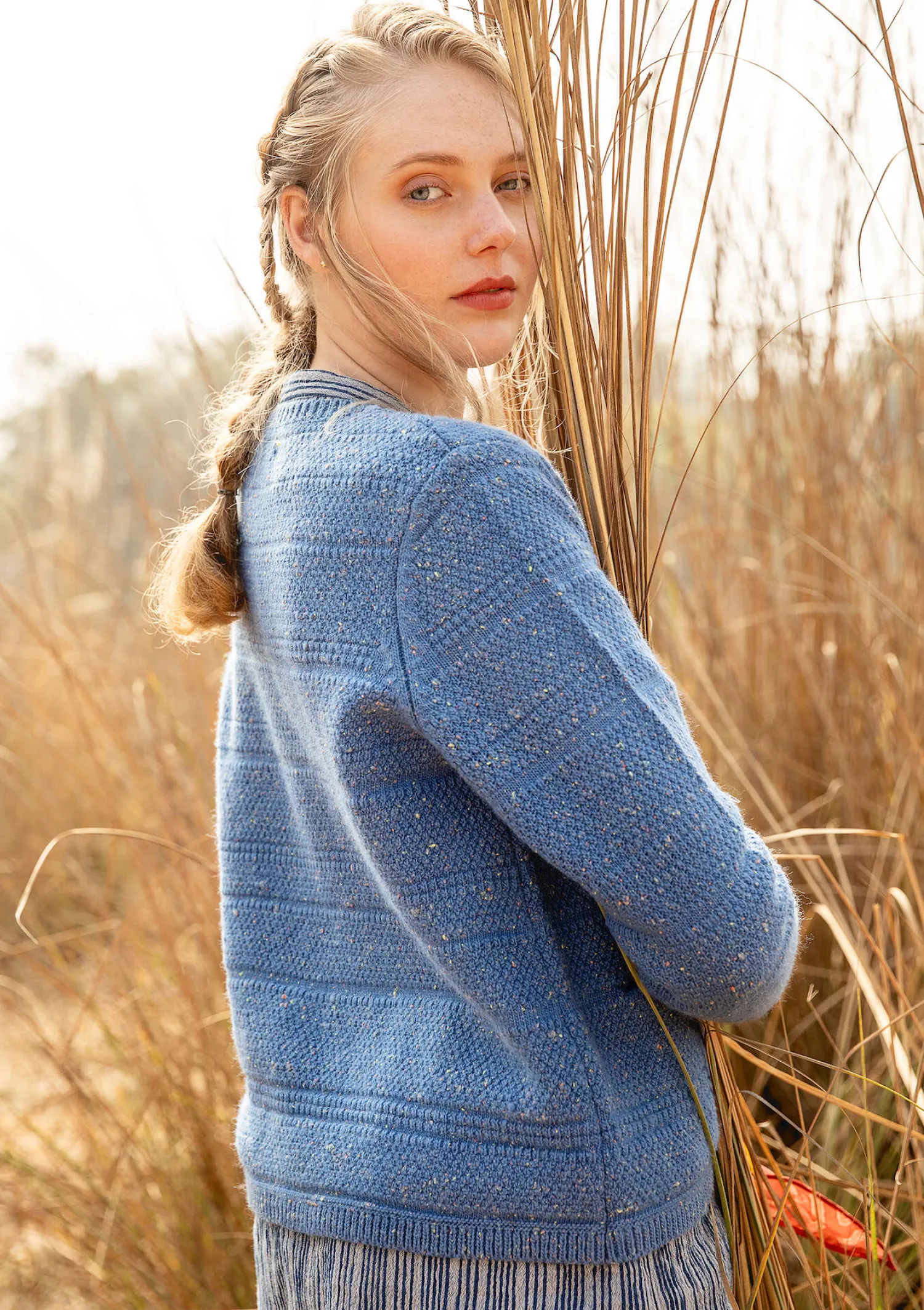 Clearance Gudrun Sjödén Strickjacke aus Wolle leinenblau