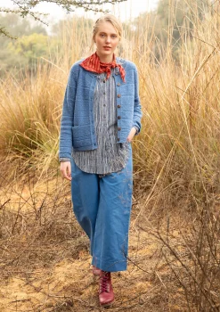 Clearance Gudrun Sjödén Strickjacke aus Wolle leinenblau