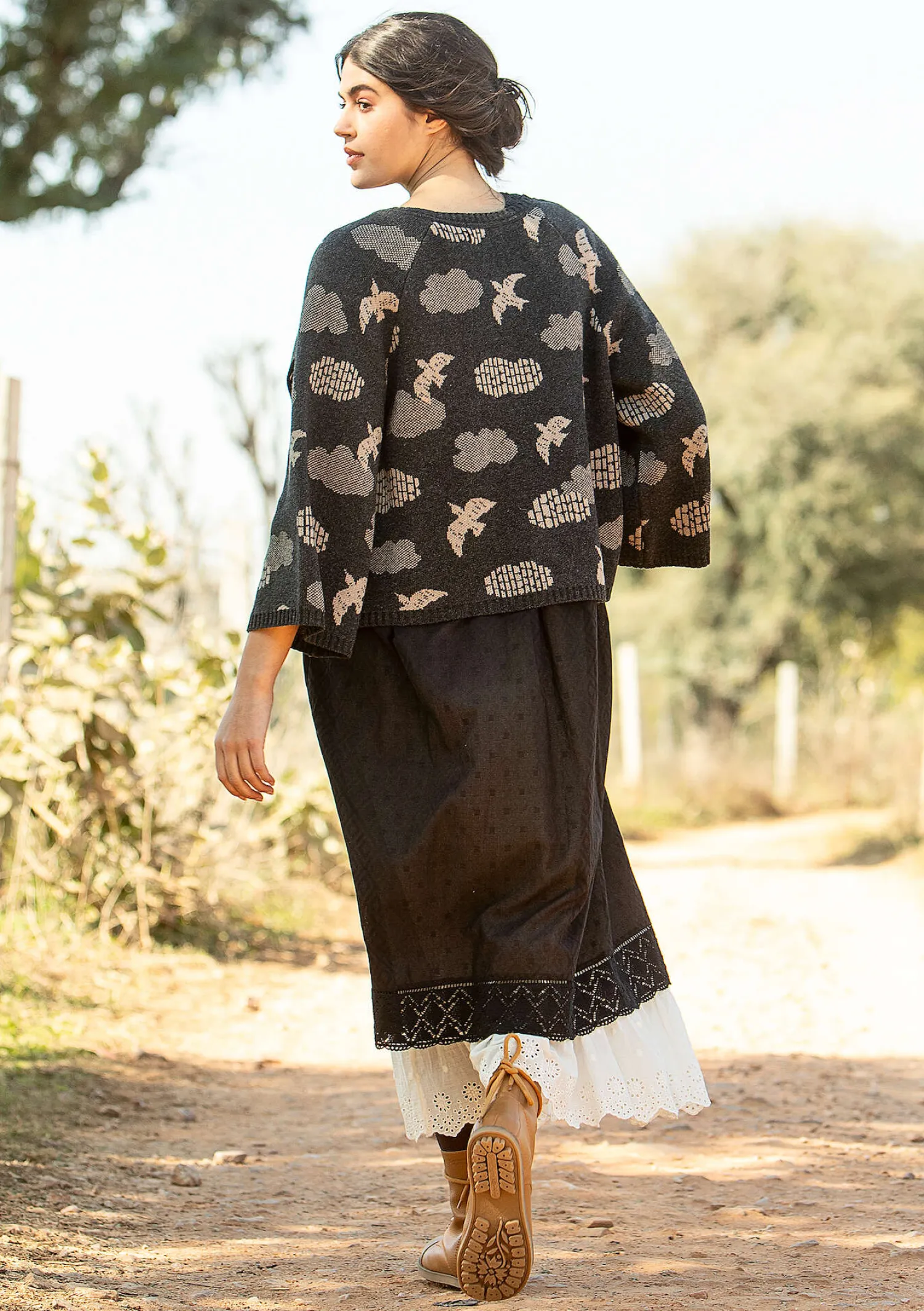 Online Gudrun Sjödén Strickjacke „Flyttfågel“ aus Recycling-Wollmischung/Recycling-Baumwolle meeresgrün-melange