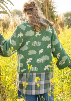 Cheap Gudrun Sjödén Strickjacke „Flyttfågel“ aus Recycling-Wollmischung/Recycling-Baumwolle dunkelaschgrau-melange