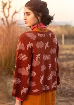 Hot Gudrun Sjödén Strickjacke „Flyttfågel“ aus Recycling-Wollmischung/Recycling-Baumwolle meeresgrün-melange