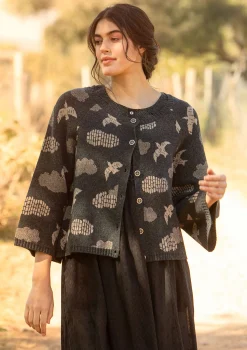 Hot Gudrun Sjödén Strickjacke „Flyttfågel“ aus Recycling-Wollmischung/Recycling-Baumwolle meeresgrün-melange