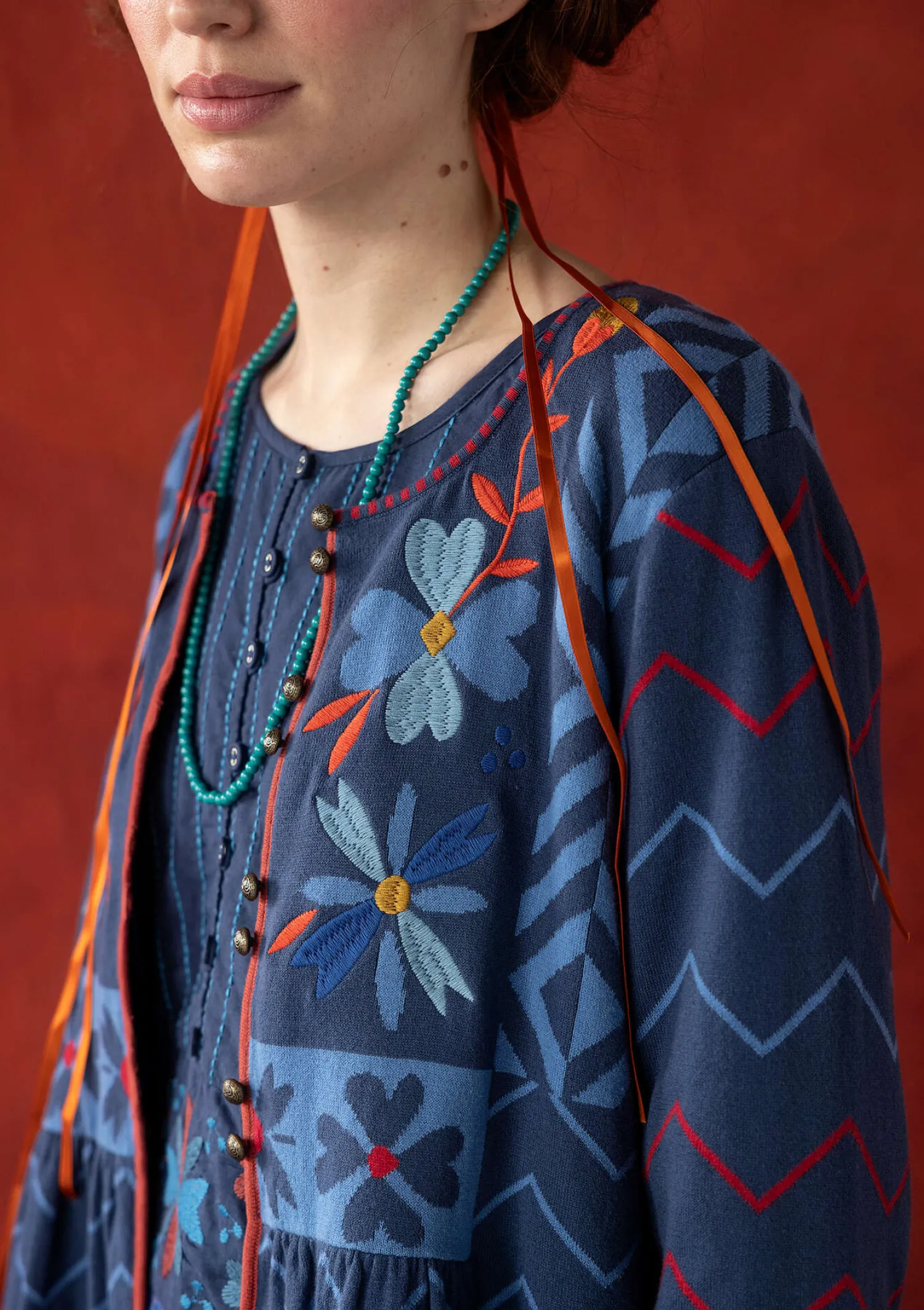 Clearance Gudrun Sjödén Strickjacke „Maria“ aus Bio-/Recycling-Baumwolle indigo