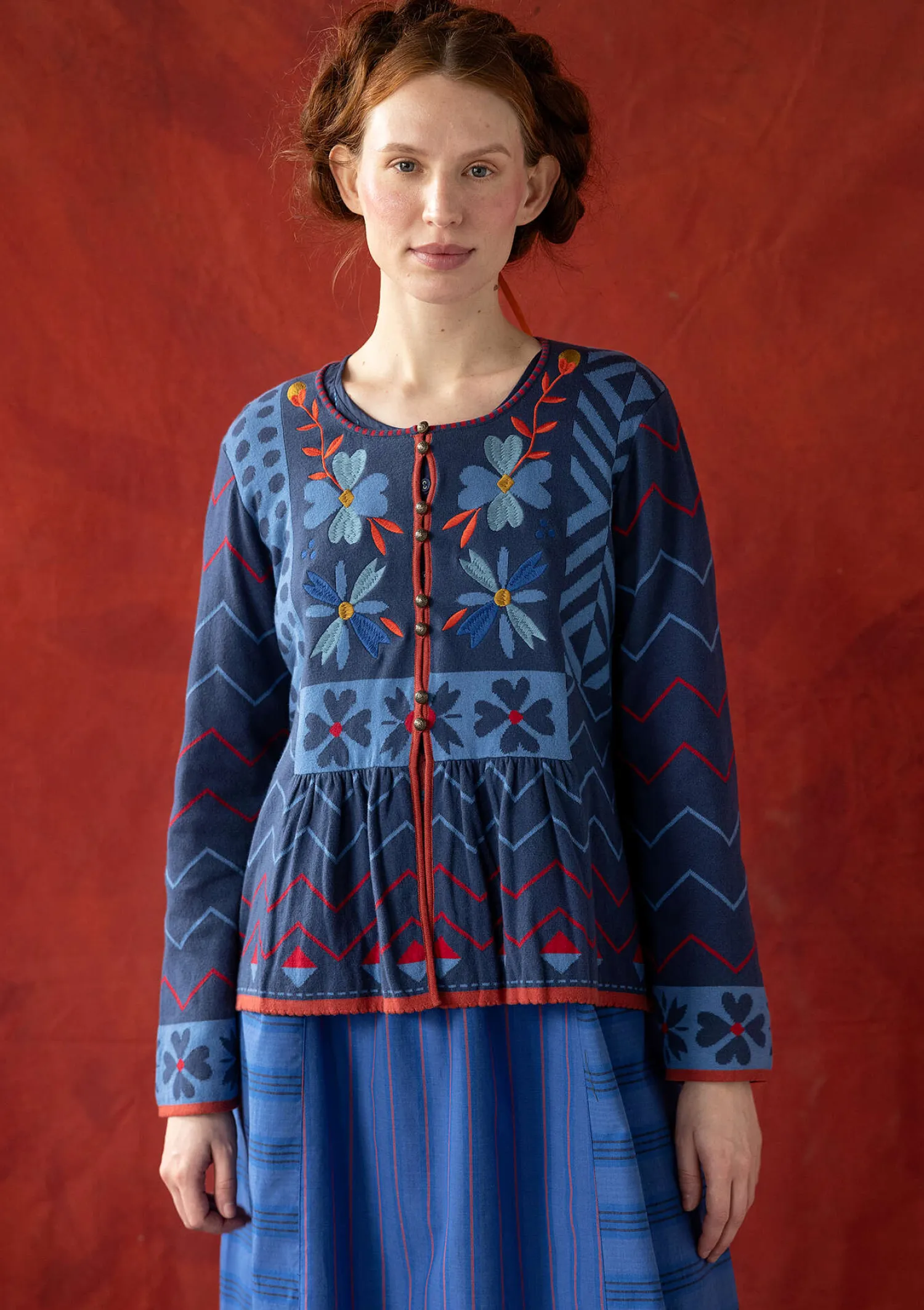 Hot Gudrun Sjödén Strickjacke „Maria“ aus Bio-/Recycling-Baumwolle indigo