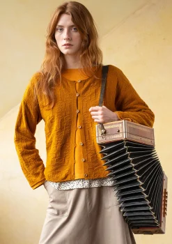 Best Gudrun Sjödén Strickjacke „Nova“ aus Lammwolle hellflaschengrün-genoppt