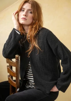 Best Sale Gudrun Sjödén Strickjacke „Nova“ aus Lammwolle hellflaschengrün-genoppt
