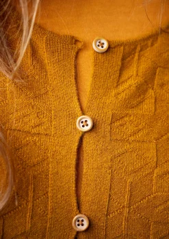 Clearance Gudrun Sjödén Strickjacke „Nova“ aus Lammwolle senf-melange