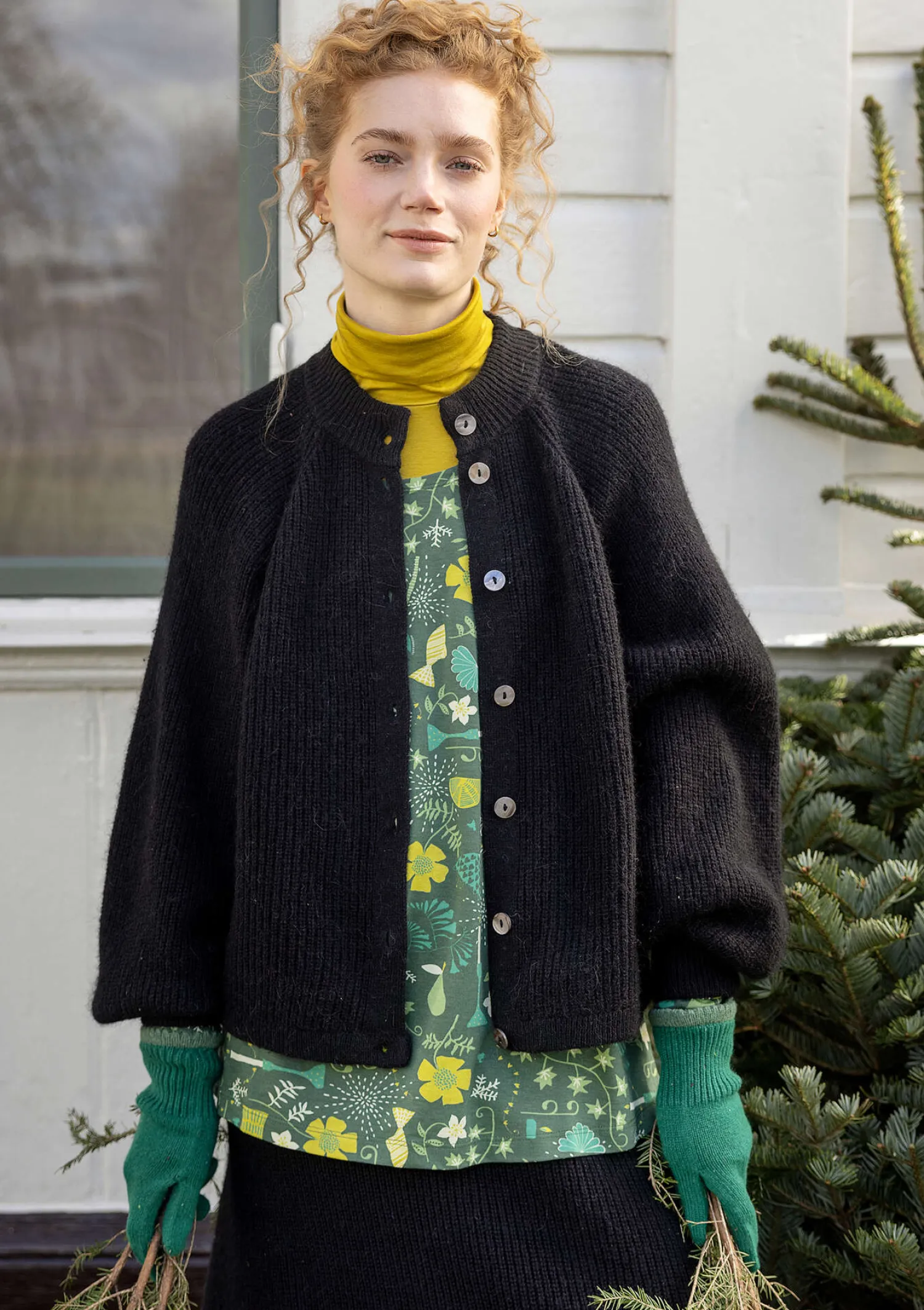 Best Gudrun Sjödén Strickjacke „Vinternatt“ aus Bio- und Recycling-Baumwolle/Alpakawollgemisch tomate