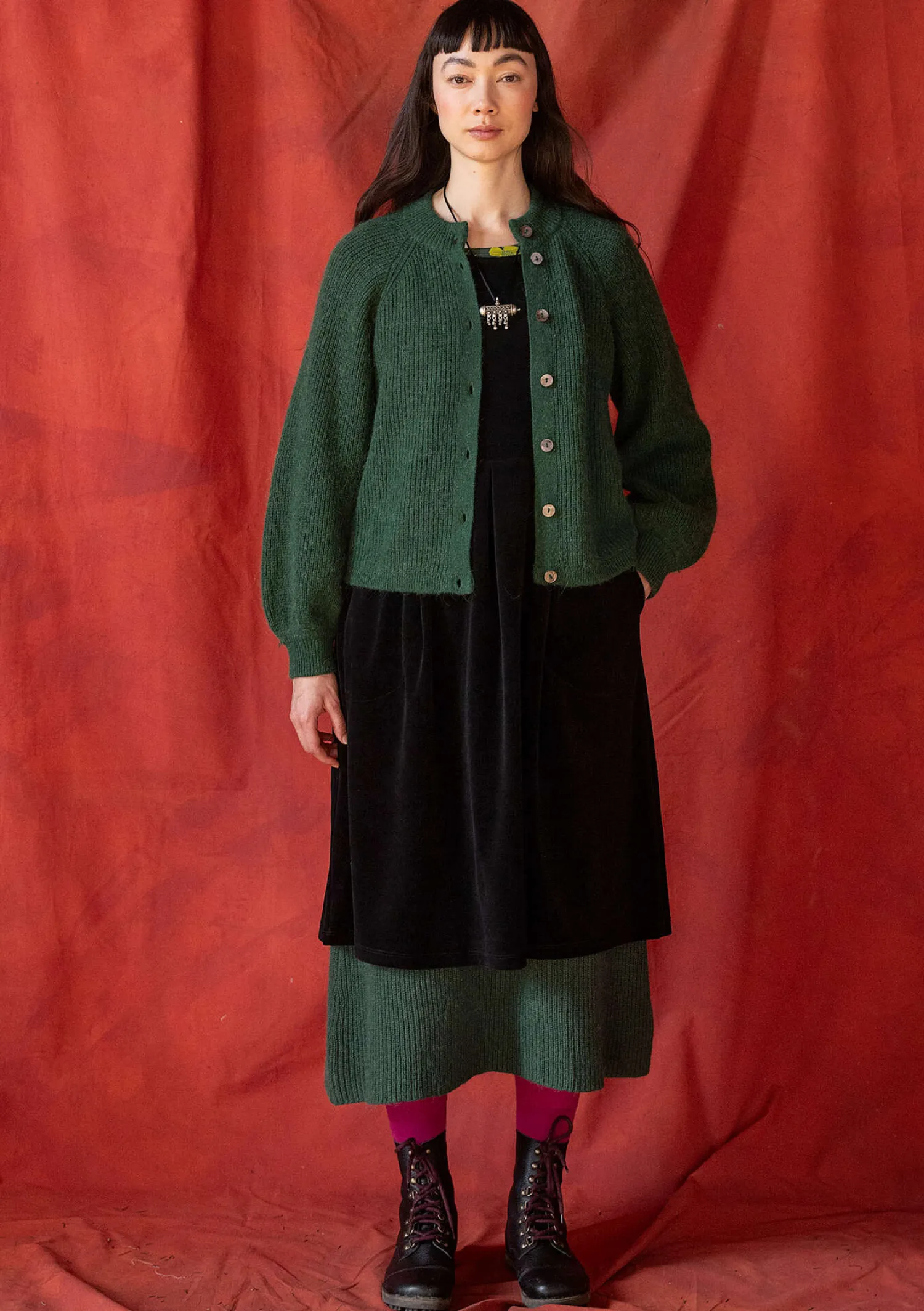 Cheap Gudrun Sjödén Strickjacke „Vinternatt“ aus Bio- und Recycling-Baumwolle/Alpakawollgemisch schwarz