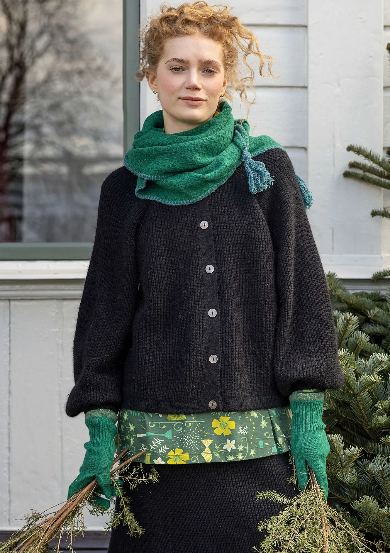 Cheap Gudrun Sjödén Strickjacke „Vinternatt“ aus Bio- und Recycling-Baumwolle/Alpakawollgemisch schwarz