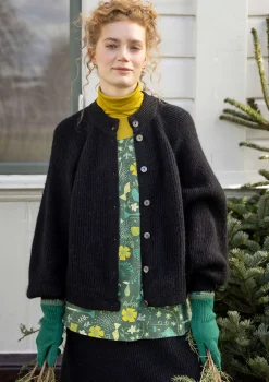 Cheap Gudrun Sjödén Strickjacke „Vinternatt“ aus Bio- und Recycling-Baumwolle/Alpakawollgemisch schwarz