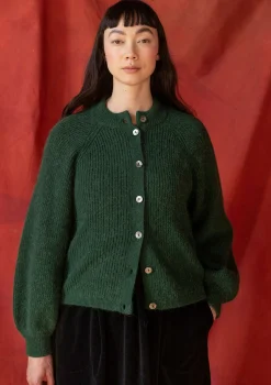 Hot Gudrun Sjödén Strickjacke „Vinternatt“ aus Bio- und Recycling-Baumwolle/Alpakawollgemisch schwarz