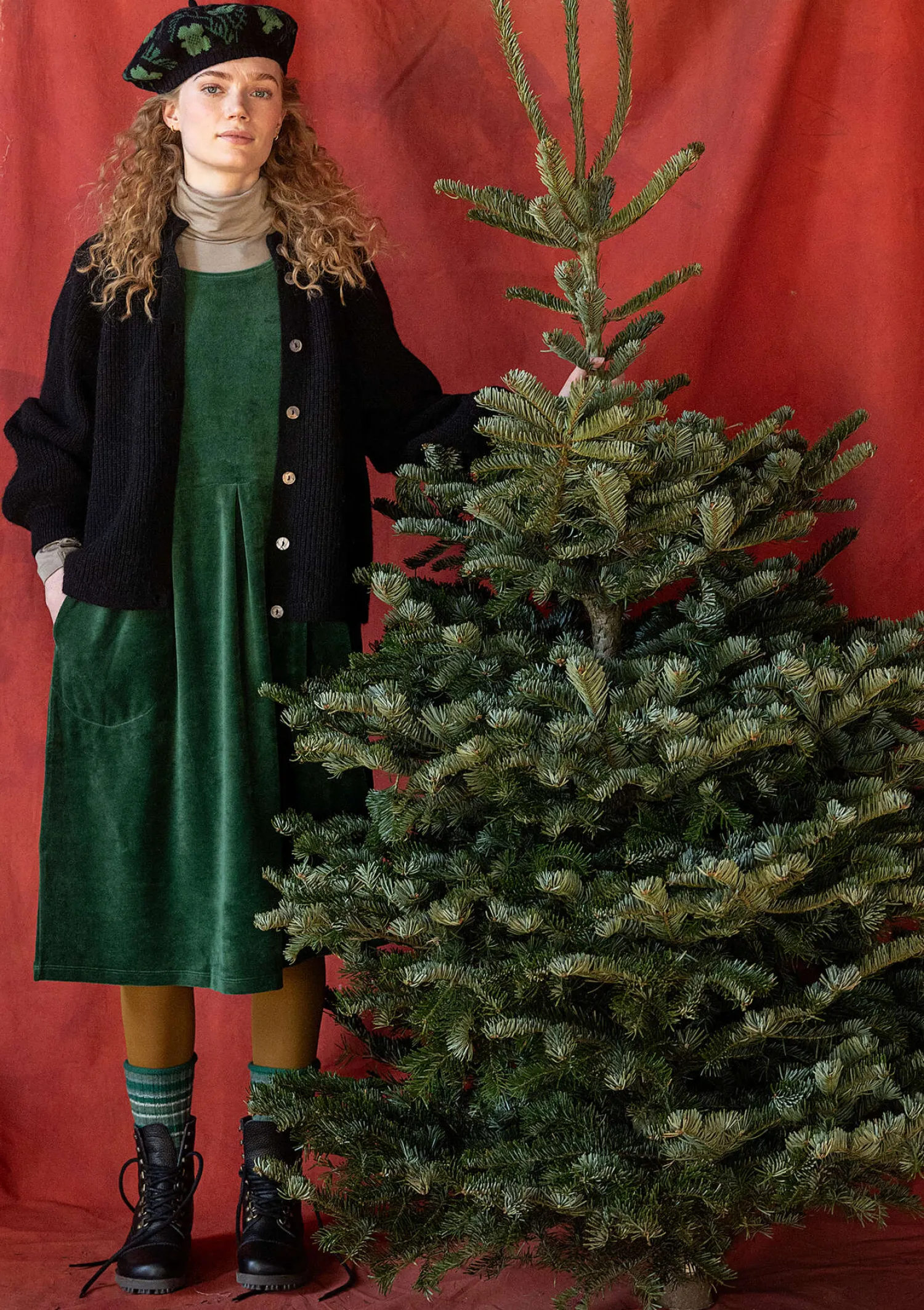 Best Gudrun Sjödén Strickjacke „Vinternatt“ aus Bio- und Recycling-Baumwolle/Alpakawollgemisch tomate
