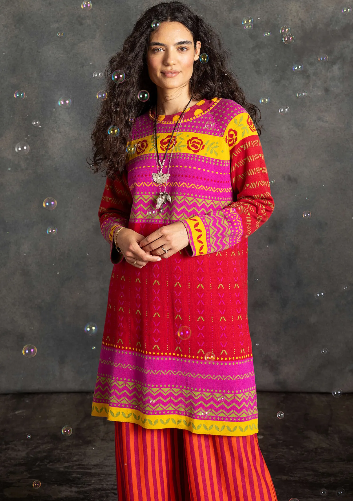 Shop Gudrun Sjödén Strickkleid „Kajsa“ aus Bio-/Recycling-Baumwolle teebaum