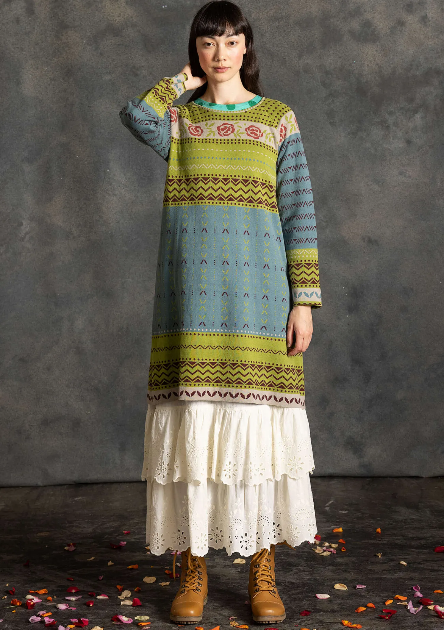 Discount Gudrun Sjödén Strickkleid „Kajsa“ aus Bio-/Recycling-Baumwolle mohn