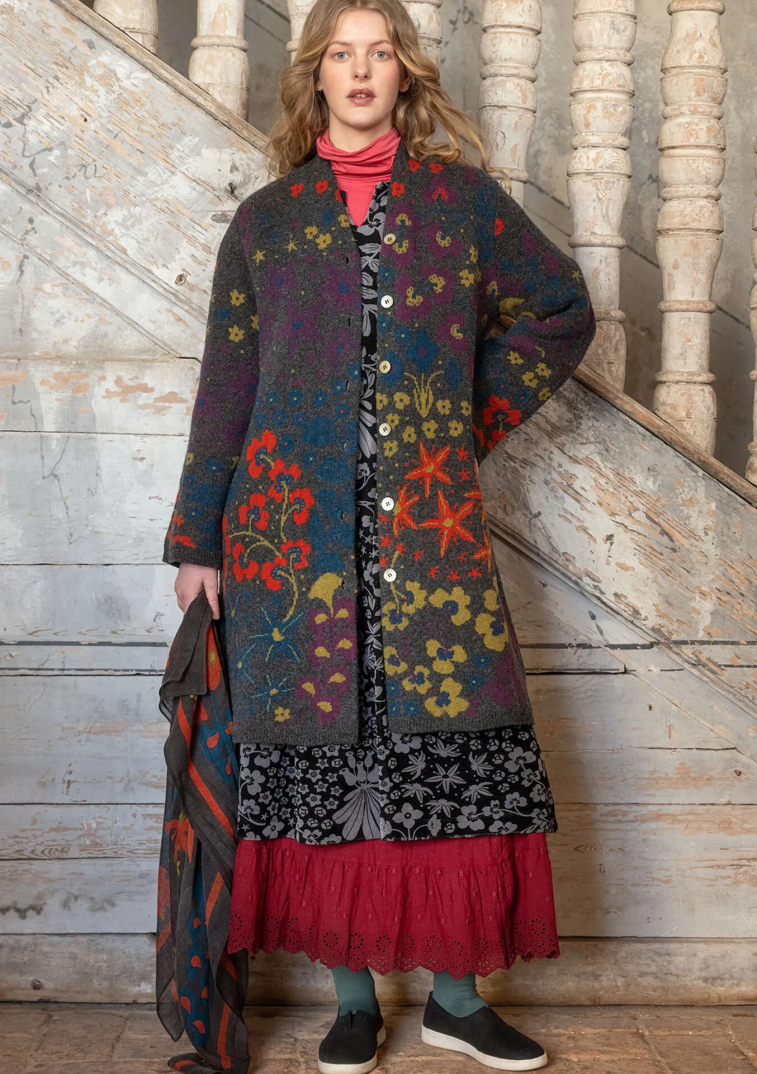 Cheap Gudrun Sjödén Strickmantel „Saga“ aus Recycling-Wolle dunkelpetrol-melange