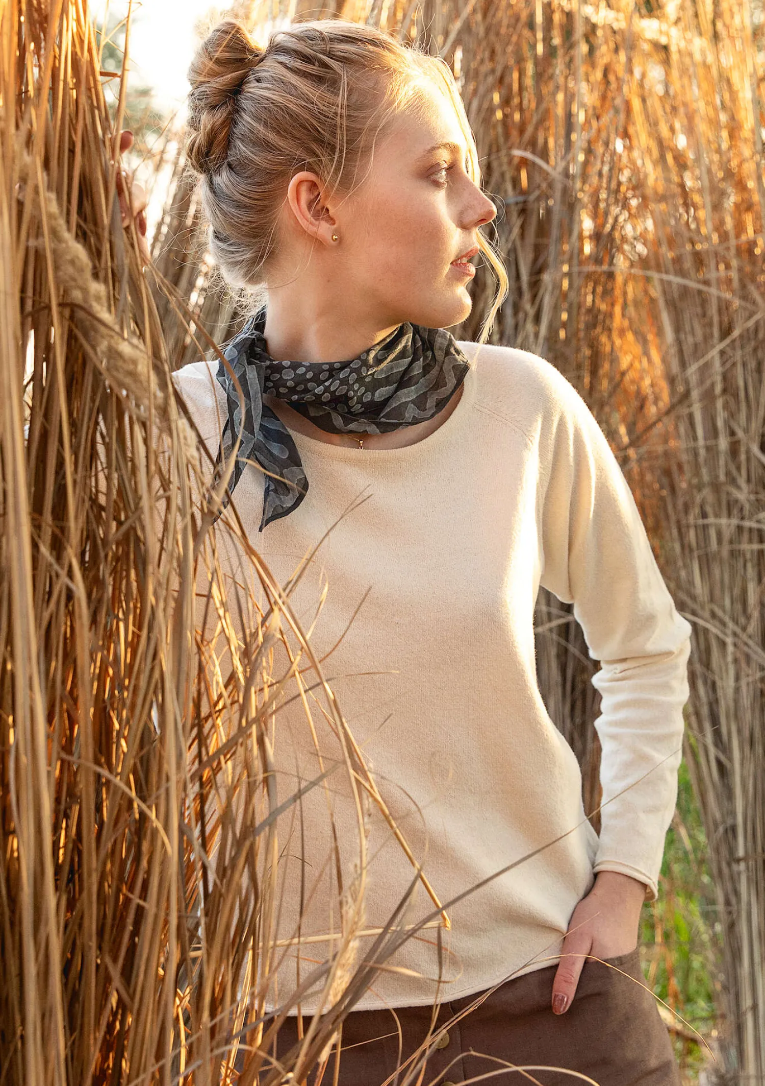 Discount Gudrun Sjödén Strickpullover aus Bio-/Recycling-Baumwolle ungefärbt