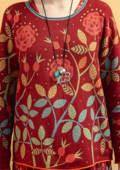 Best Sale Gudrun Sjödén Strickpullover „Nyponros“ aus Bio-/Recycling-Baumwolle maulbeere