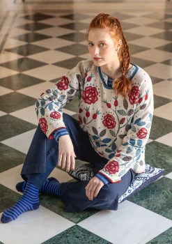 Online Gudrun Sjödén Strickpullover „Nyponros“ aus Bio-/Recycling-Baumwolle maulbeere