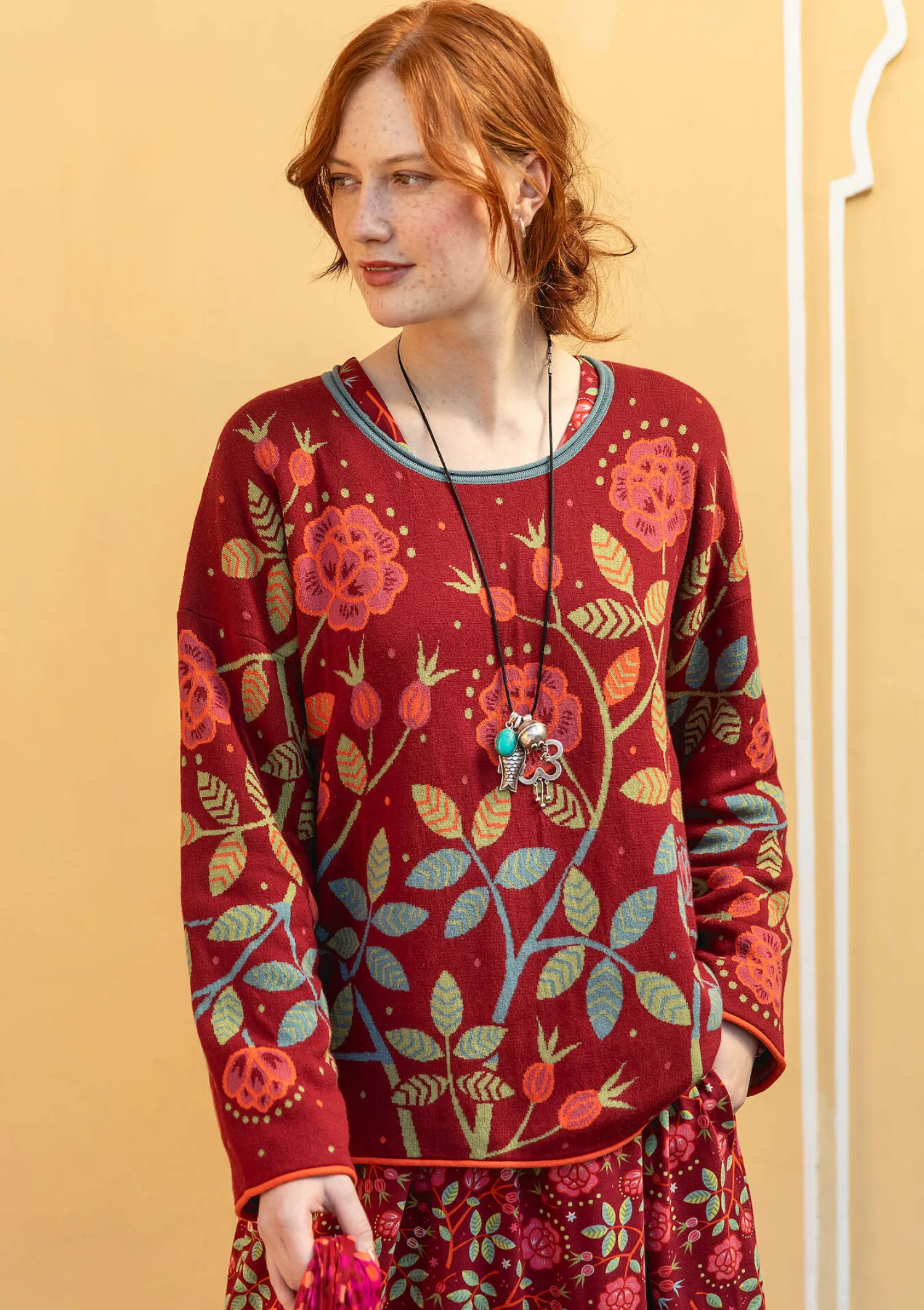 Cheap Gudrun Sjödén Strickpullover „Nyponros“ aus Bio-/Recycling-Baumwolle maulbeere